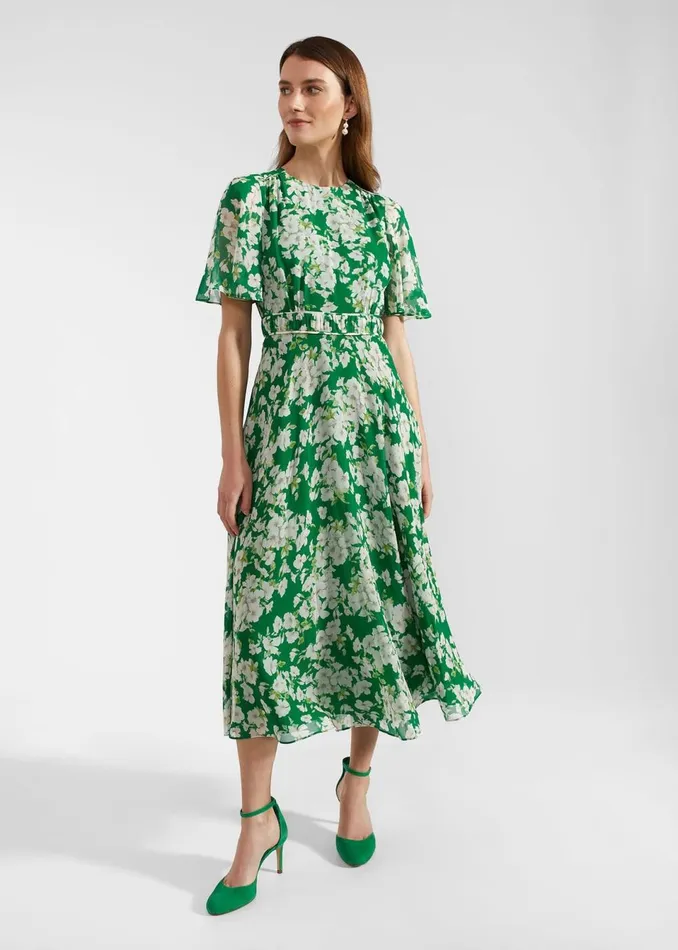 Women Dresses and Jumpsuits Hobbs Petite Bronwyn Silk Dress Green Multi