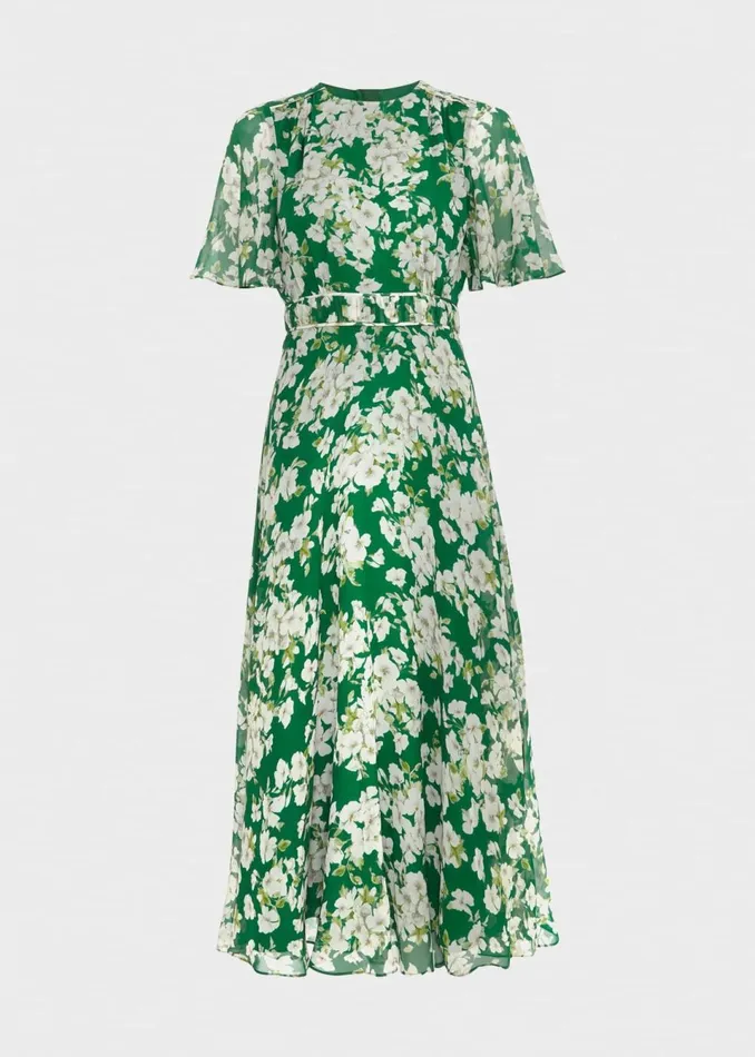 Women Dresses and Jumpsuits Hobbs Petite Bronwyn Silk Dress Green Multi