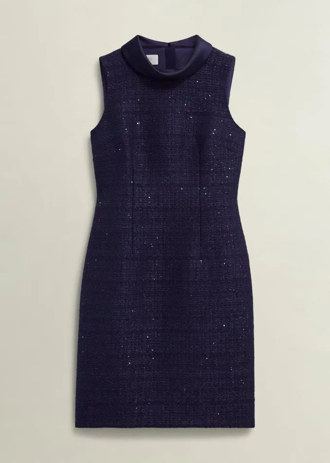 Women Dresses and Jumpsuits Hobbs Prisha Sequin Tweed Dress Midnight Navy
