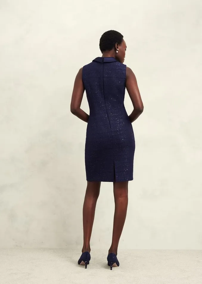 Women Dresses and Jumpsuits Hobbs Prisha Sequin Tweed Dress Midnight Navy