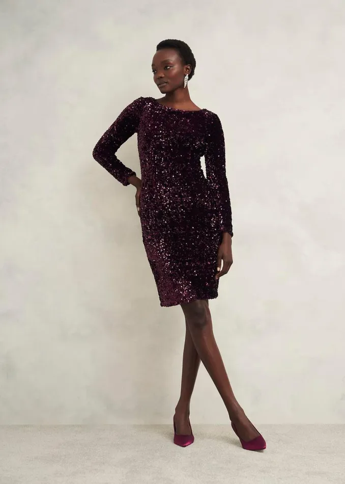 Women Dresses and Jumpsuits Hobbs Sawyer Sequin Dress Warm Plum
