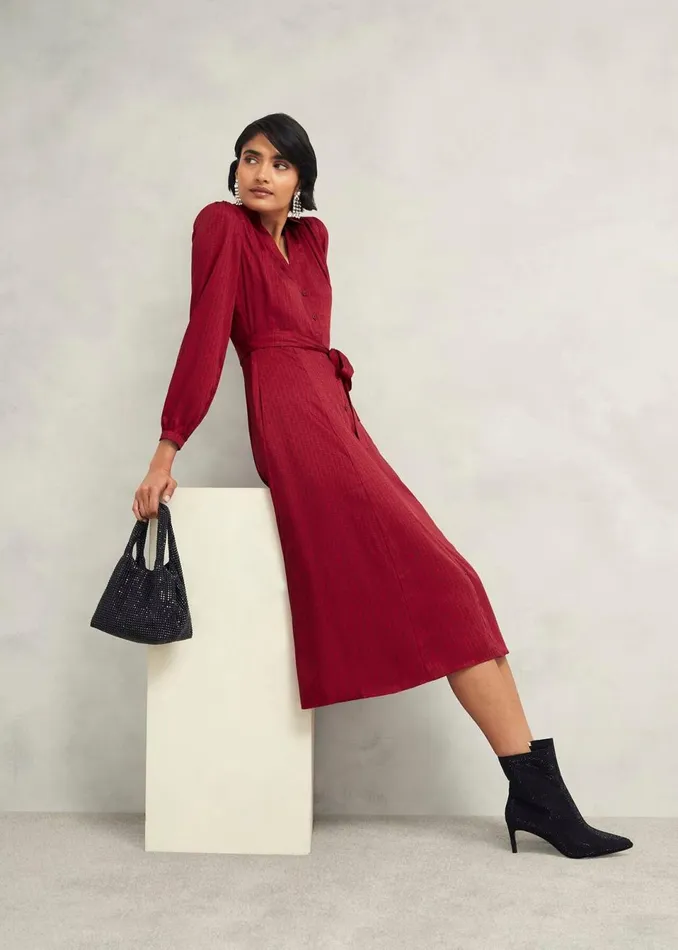 Women Dresses and Jumpsuits Hobbs Yvonne Shirt Dress Red Multi