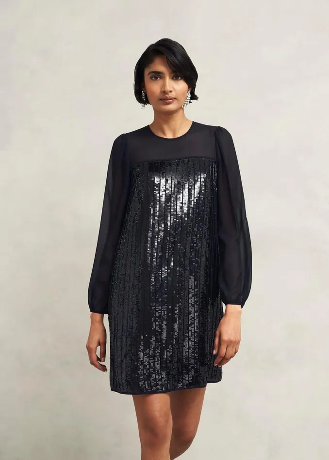 Women Dresses and Jumpsuits Hobbs Zariah Sequin Dress Hobbs Black