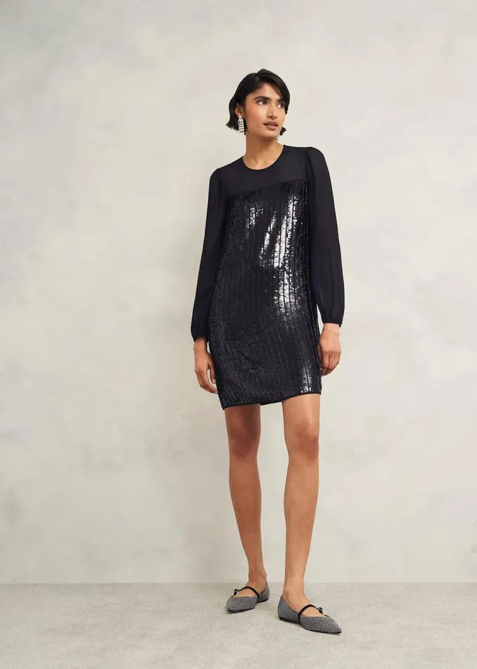 Women Dresses and Jumpsuits Hobbs Zariah Sequin Dress Hobbs Black