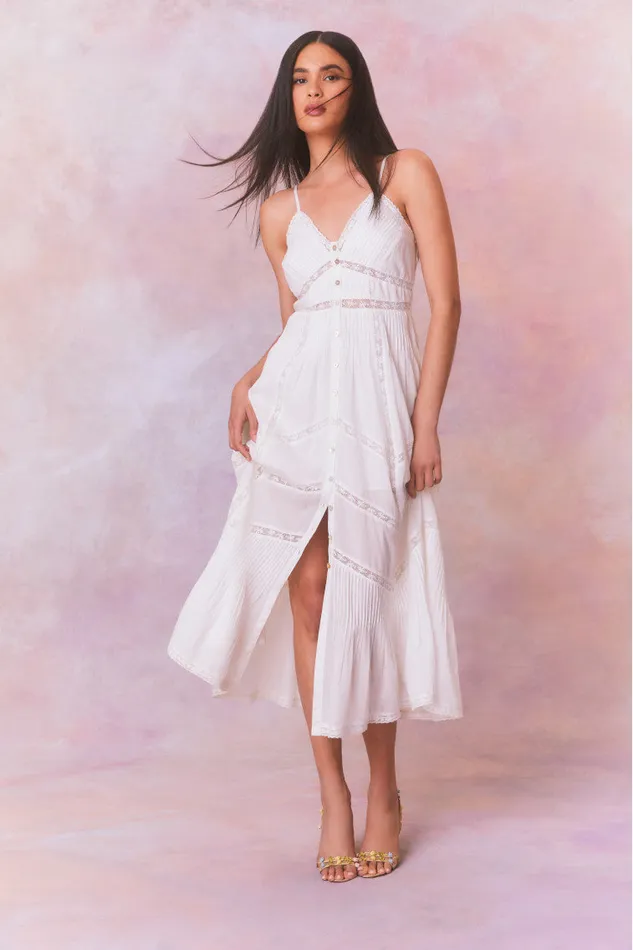 Women Dresses LoveShackFancy Esilda Cotton Midi Dress True White