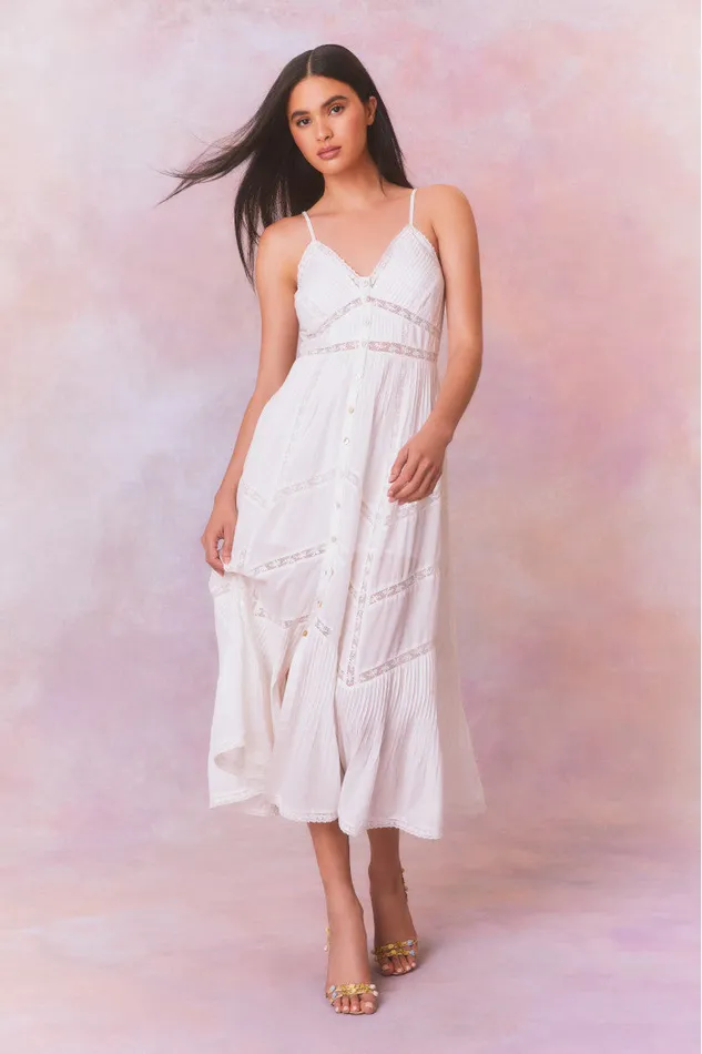 Women Dresses LoveShackFancy Esilda Cotton Midi Dress True White