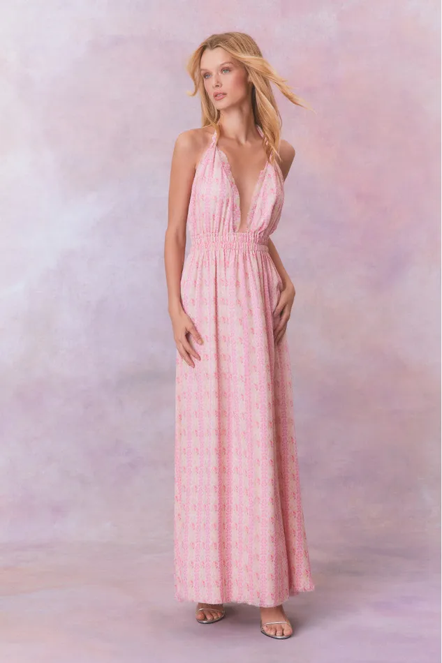 Women Dresses LoveShackFancy Love Fragrance Halter Maxi Dress Strawberry Macaroon