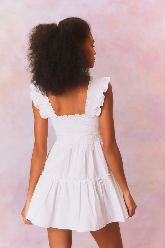 Women Dresses LoveShackFancy Poplar Flutter Sleeve Mini Dress White