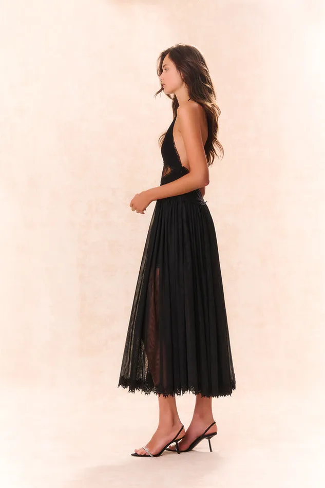 Women Dresses LoveShackFancy Serendipity Lace Maxi Halter Dress Black
