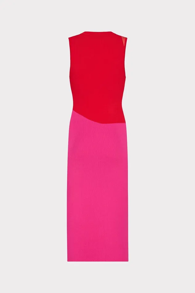 Women Dresses Milly Kyle Color Block Knit Midi Dress Pink Multi