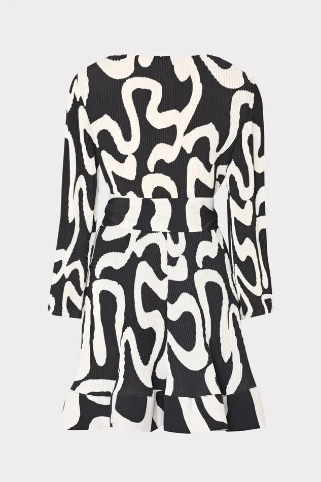 Women Dresses Milly Liv Ink Swirl Pleated Dress Blackwhite