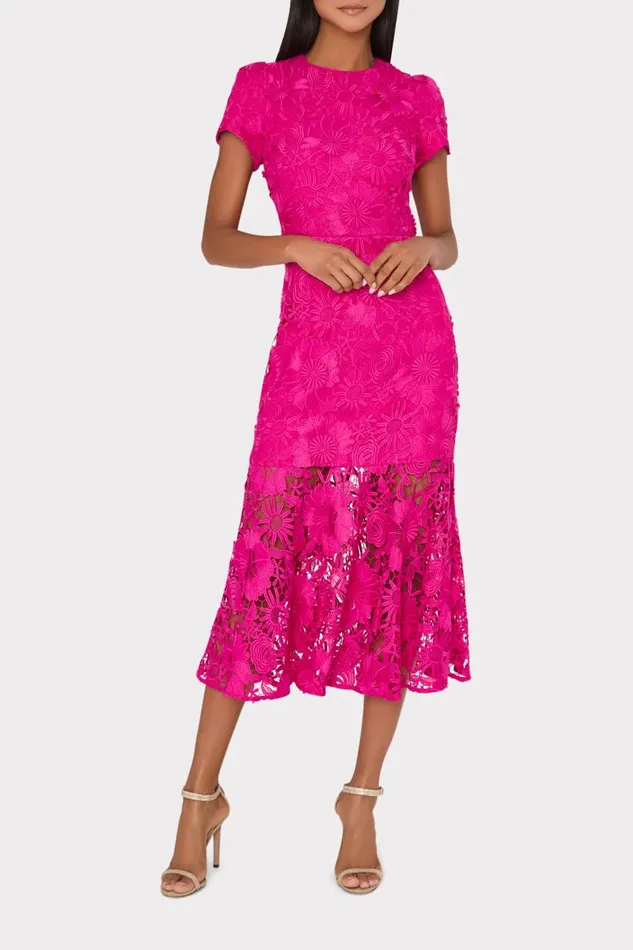 Women Dresses Milly Tahlia Cady Lace Combo Dress Fuchsia Women Dresses Milly Tahlia Cady Lace Combo Dress Fuchsia