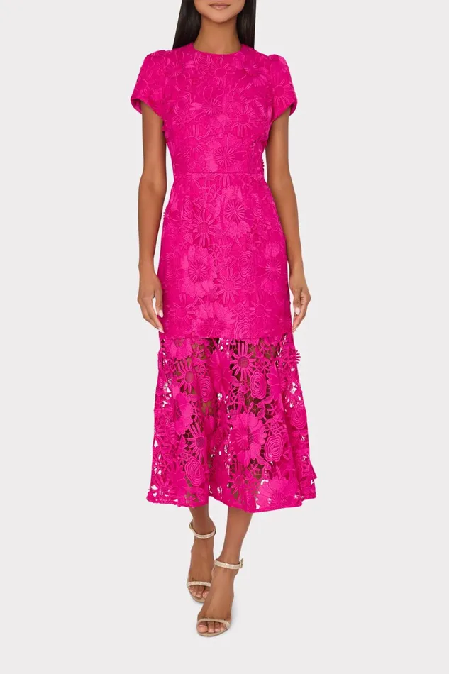 Women Dresses Milly Tahlia Cady Lace Combo Dress Fuchsia Women Dresses Milly Tahlia Cady Lace Combo Dress Fuchsia