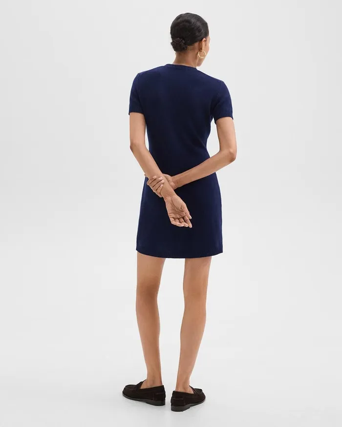 Women Dresses Theory Mini Sweater Dress In Felted WoolCashmere Dark Denim