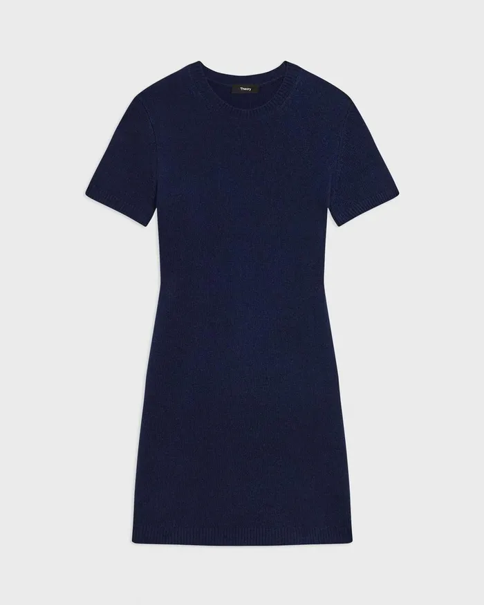 Women Dresses Theory Mini Sweater Dress In Felted WoolCashmere Dark Denim