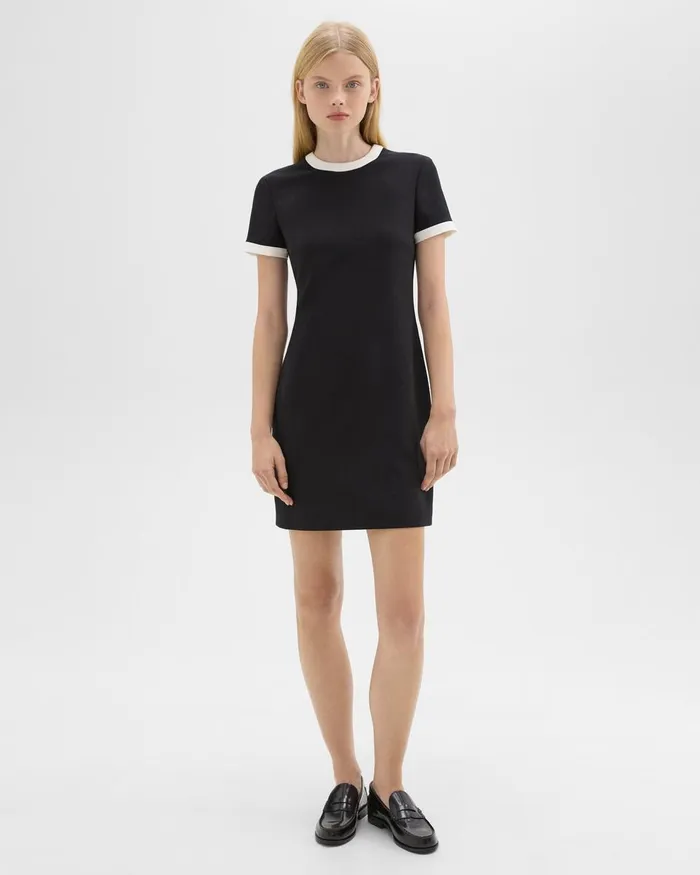 Women Dresses Theory ShortSleeve Dress In Crepe Blackivory