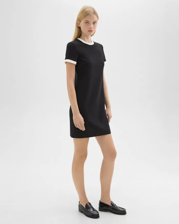 Women Dresses Theory ShortSleeve Dress In Crepe Blackivory