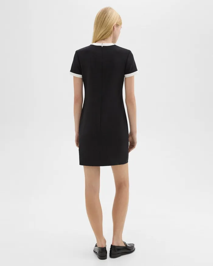Women Dresses Theory ShortSleeve Dress In Crepe Blackivory