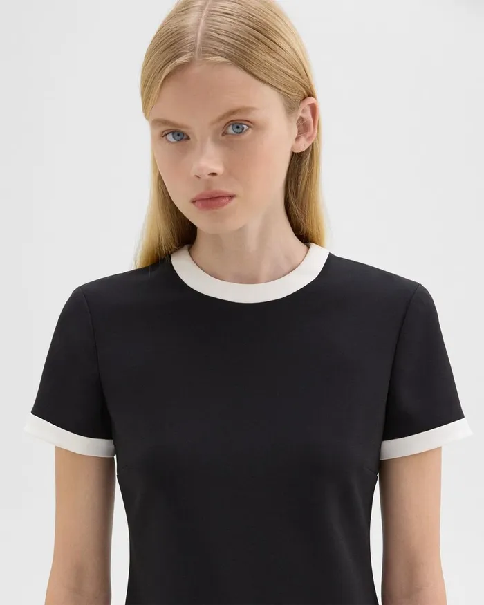 Women Dresses Theory ShortSleeve Dress In Crepe Blackivory