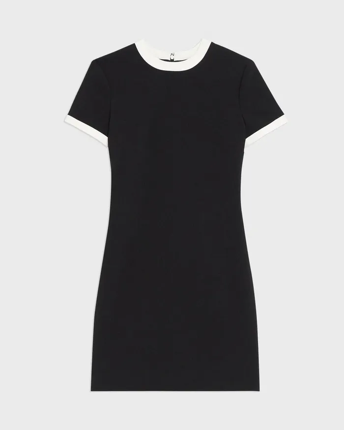 Women Dresses Theory ShortSleeve Dress In Crepe Blackivory