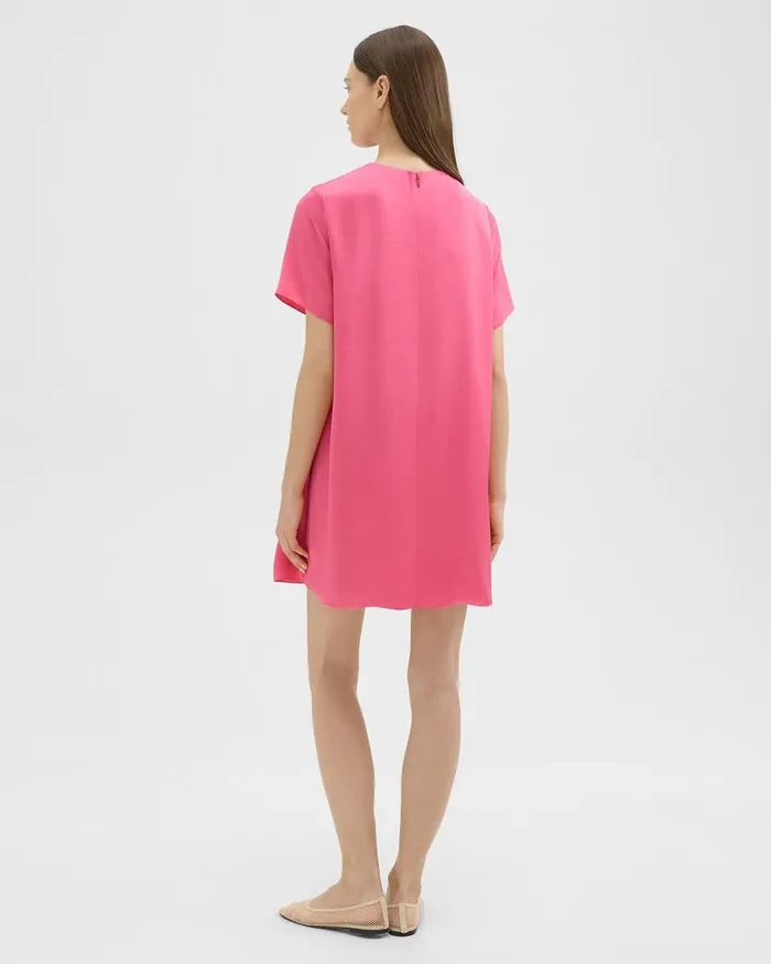 Women Dresses Theory TShirt Dress In Crushed Satin Pink Azalea