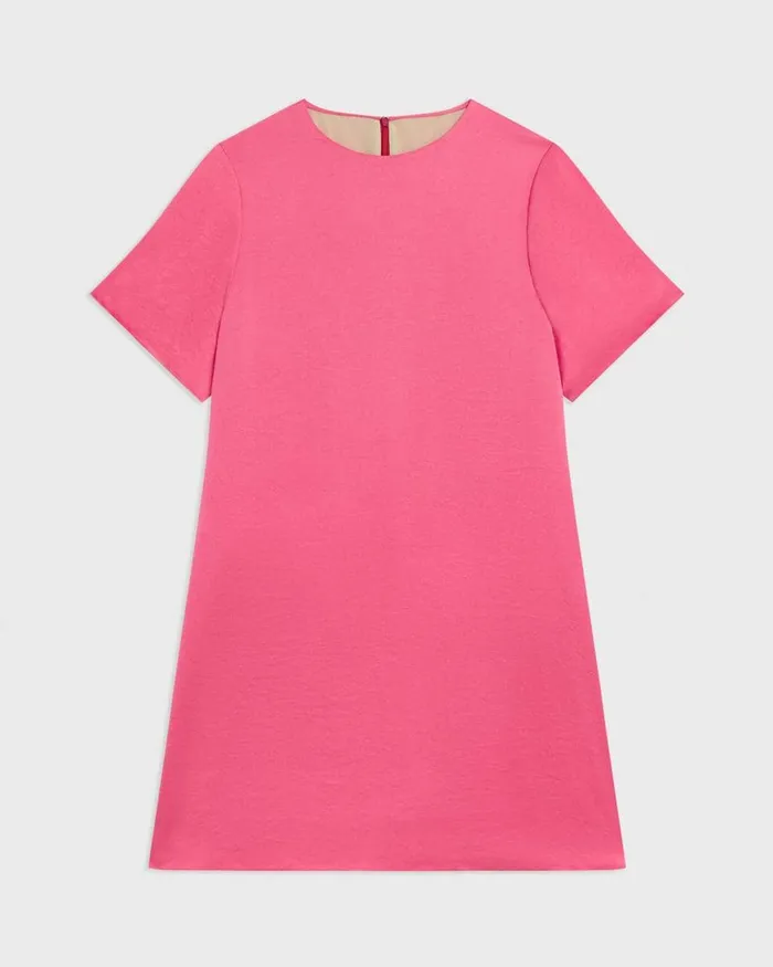 Women Dresses Theory TShirt Dress In Crushed Satin Pink Azalea