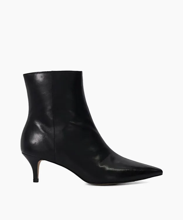 Women Dune London Ankle Boots Pointed Toe Kitten Heel Boots Black