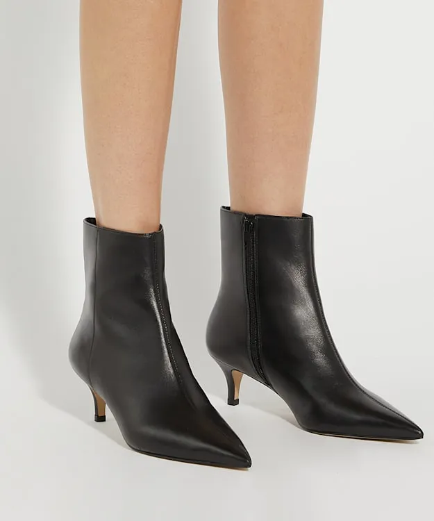 Women Dune London Ankle Boots Pointed Toe Kitten Heel Boots Black