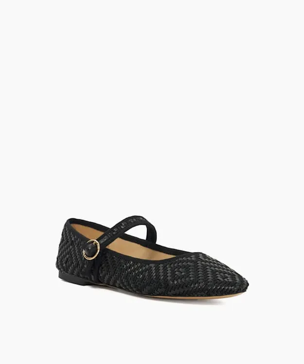 Women Dune London Ballet Pumps Woven Mary Janes Black