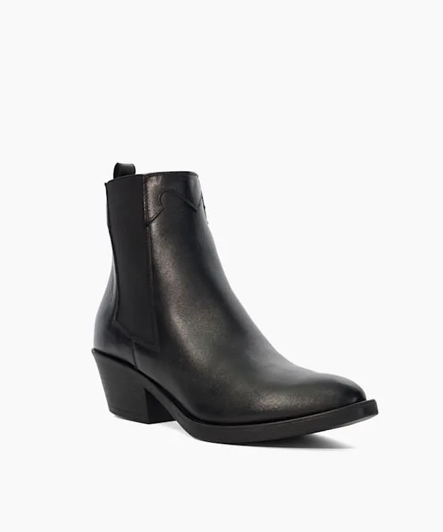 Women Dune London Chelsea Boots Leather Western Ankle Boots Black