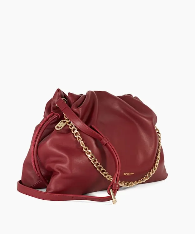 Women Dune London Crossbody Bags Leather Drawstring Bag Red
