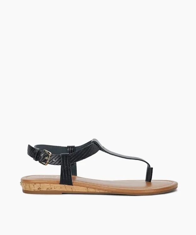 Women Dune London Flat Sandals Cork Wedge Sandals Black