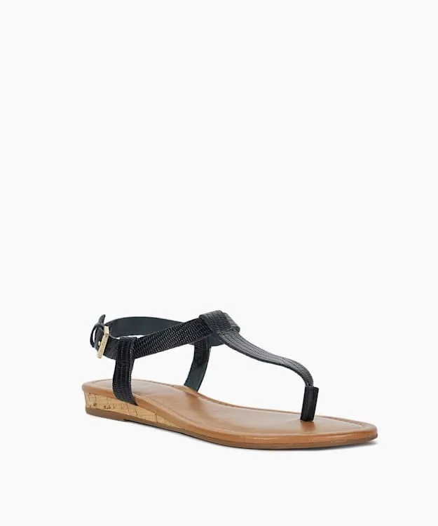 Women Dune London Flat Sandals Cork Wedge Sandals Black