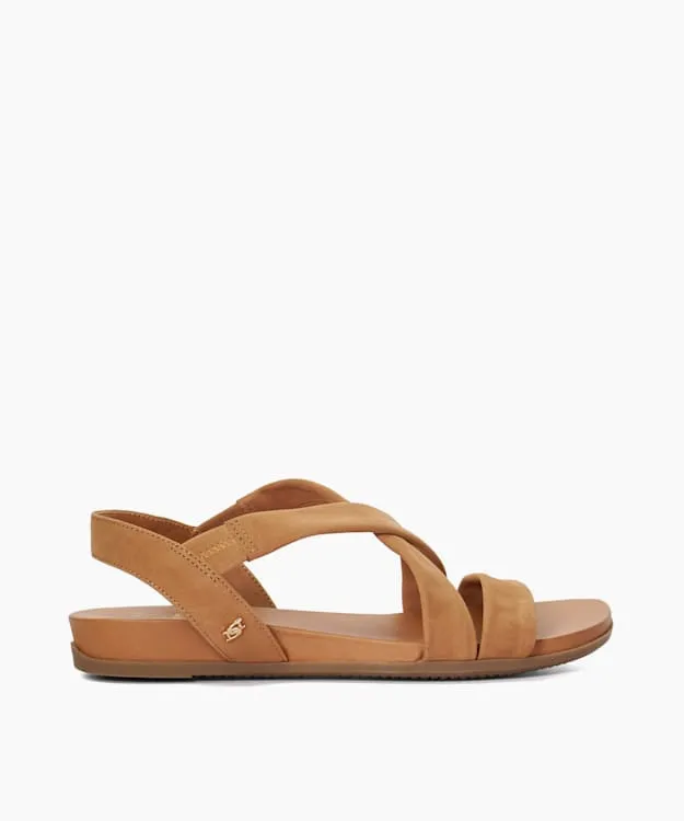 Women Dune London Flat Sandals Wide Fit Casual Nubuck Sandals Brown