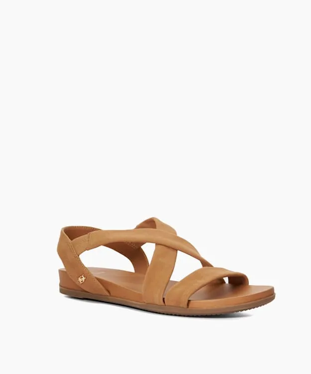 Women Dune London Flat Sandals Wide Fit Casual Nubuck Sandals Brown