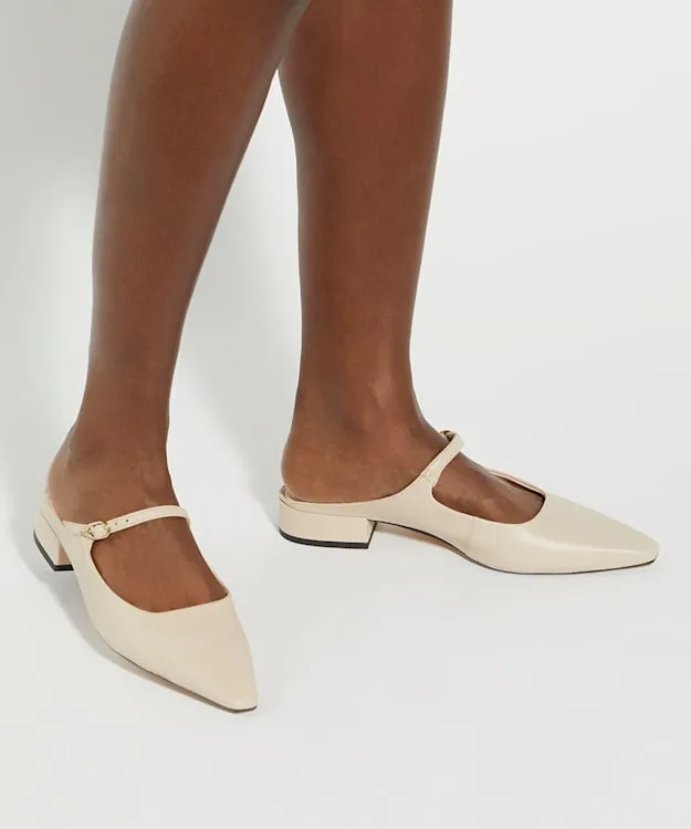 Women Dune London Flat Shoes Backless Mary Janes Neutral