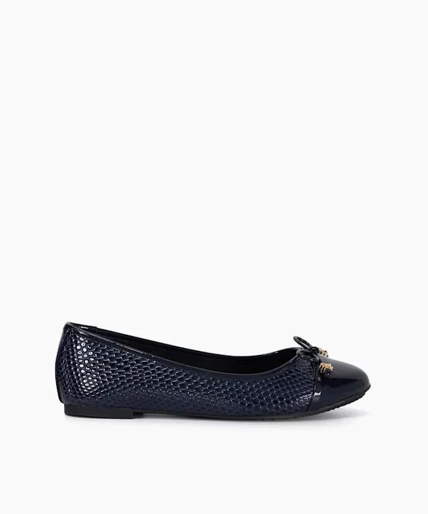 Women Dune London Flat Shoes CharmDetail Ballet Shoes Blue Synthetic