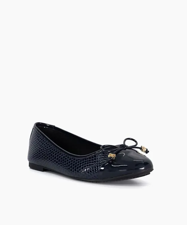 Women Dune London Flat Shoes CharmDetail Ballet Shoes Blue Synthetic
