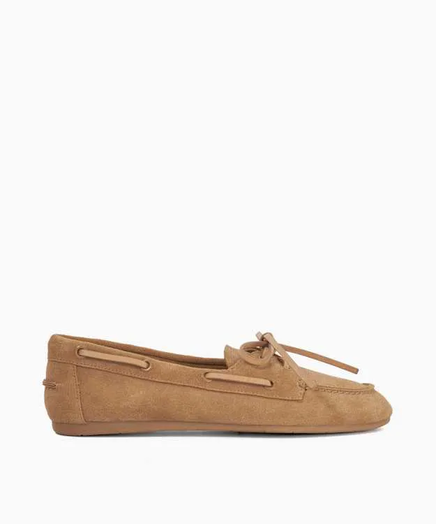 Women Dune London Flat Shoes Suede Boat Shoes Brown