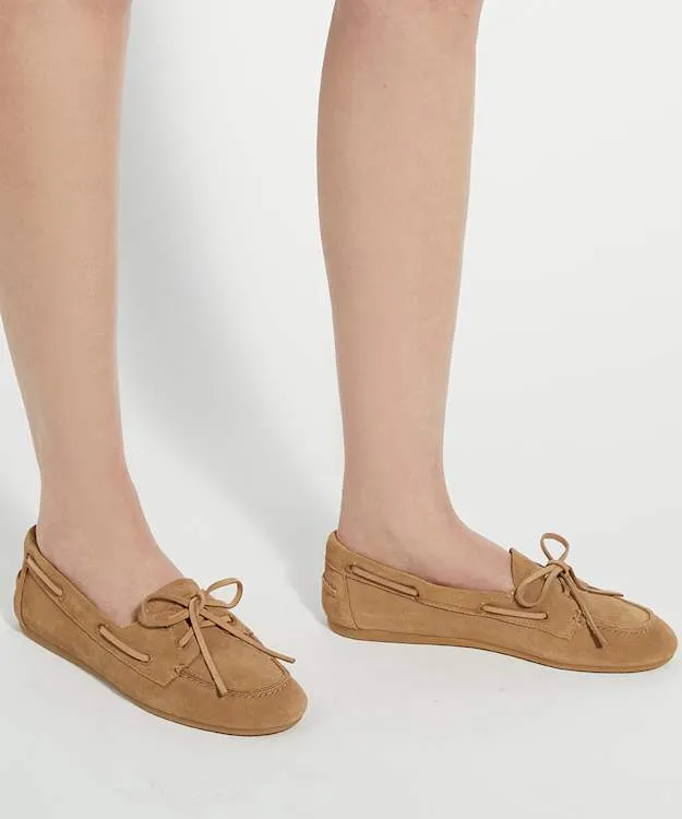 Women Dune London Flat Shoes Suede Boat Shoes Brown