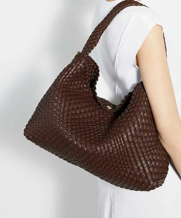 Women Dune London Handbags Woven Shoulder Bag Brown