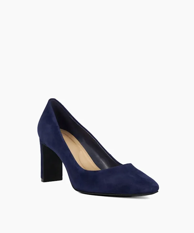 Women Dune London Heels High Block Heel Court Shoes Blue