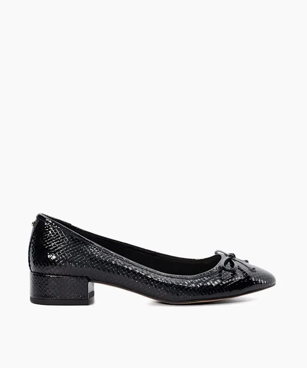 Women Dune London Heels Low Block Heel Ballet Flats Black