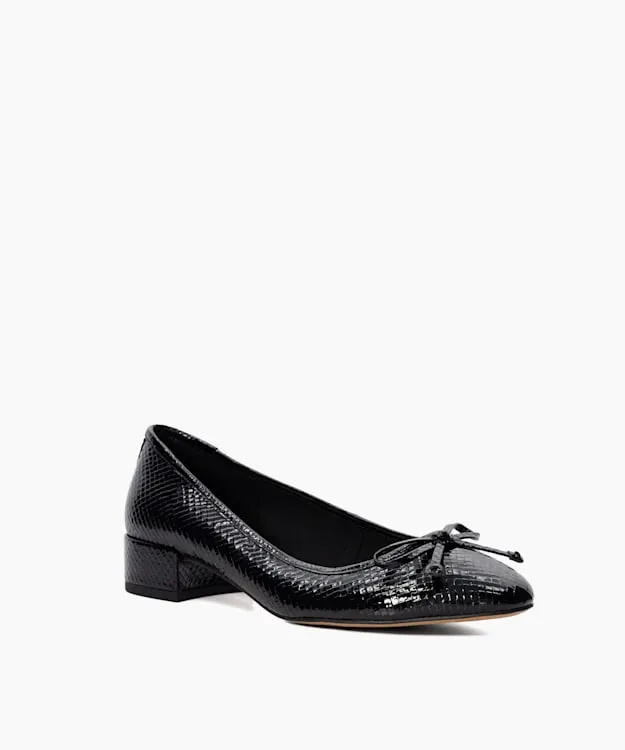 Women Dune London Heels Low Block Heel Ballet Flats Black