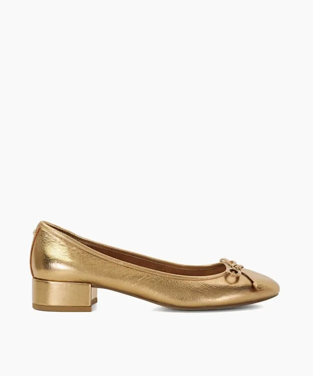 Women Dune London Heels Low Block Heel Ballet Flats Metallic