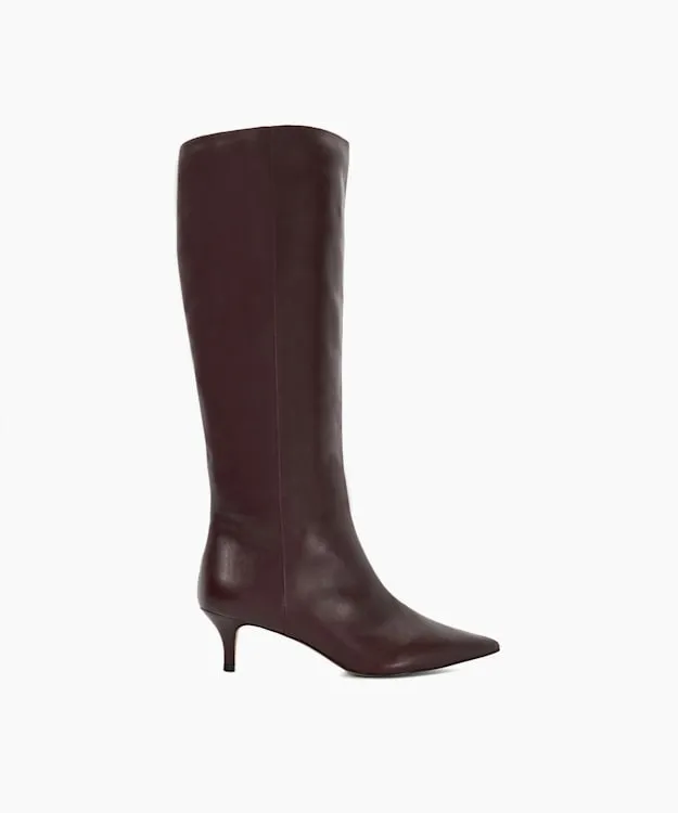 Women Dune London Knee High Boots KittenHeeled KneeHigh Boots Red