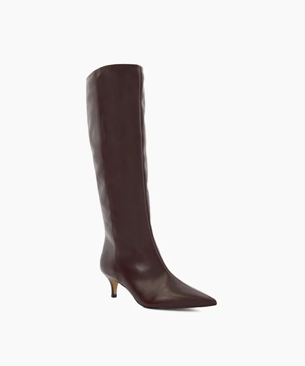 Women Dune London Knee High Boots KittenHeeled KneeHigh Boots Red