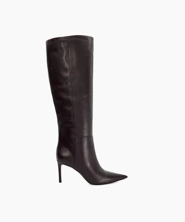 Women Dune London Knee High Boots Leather Pull On Knee High Boots Red