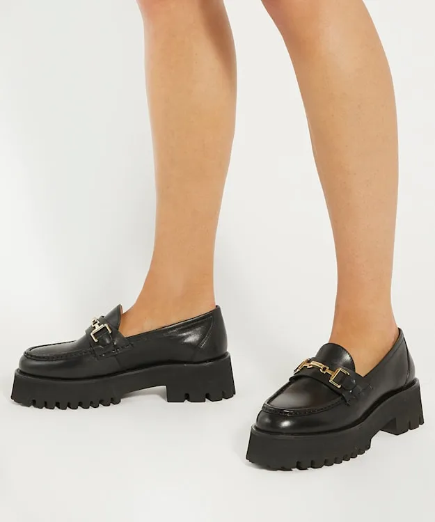 Women Dune London Loafers Chunky Branded Snaffle Trim Loafer Black