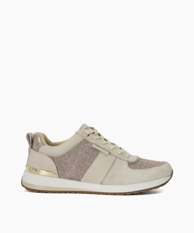 Women Dune London Trainers Glitter Detail Lace Up Trainers Metallic